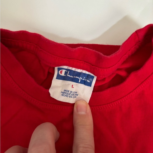 Champion Shirt Boys Size Large Red Short Sleeve Crew Neck Kids T-Shirt - Picture 4 of 4